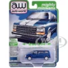 1989 Plymouth Voyager Turbo Van Daytona Blue Metallic with White Stripes and Interior "Mighty Minivans" Series 1/64 Diecast Model Car by Auto World