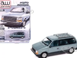 1987 Plymouth Voyager Van Ice Blue Metallic and Twilight Blue Metallic 2-Tone with Blue Interior "Mighty Minivans" Series 1/64 Diecast Model Car by Auto World