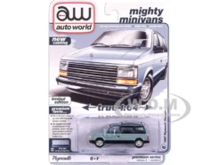 1987 Plymouth Voyager Van Ice Blue Metallic and Twilight Blue Metallic 2-Tone with Blue Interior "Mighty Minivans" Series 1/64 Diecast Model Car by Auto World