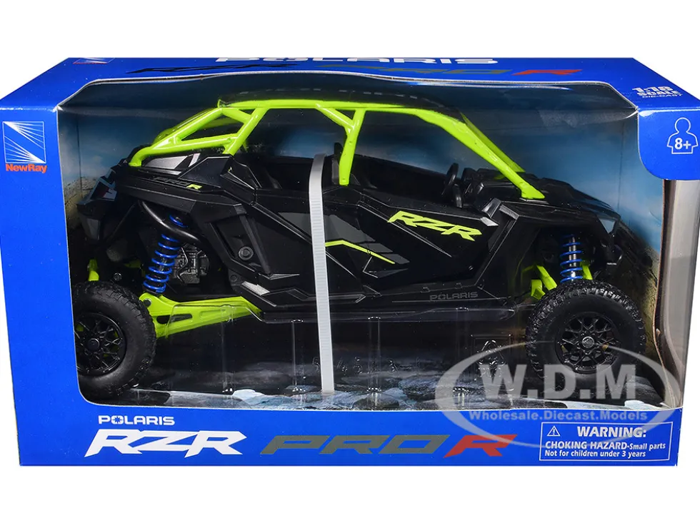 Polaris RZR Pro R UTV Black and Lime Green 1/18 Diecast Model by New Ray