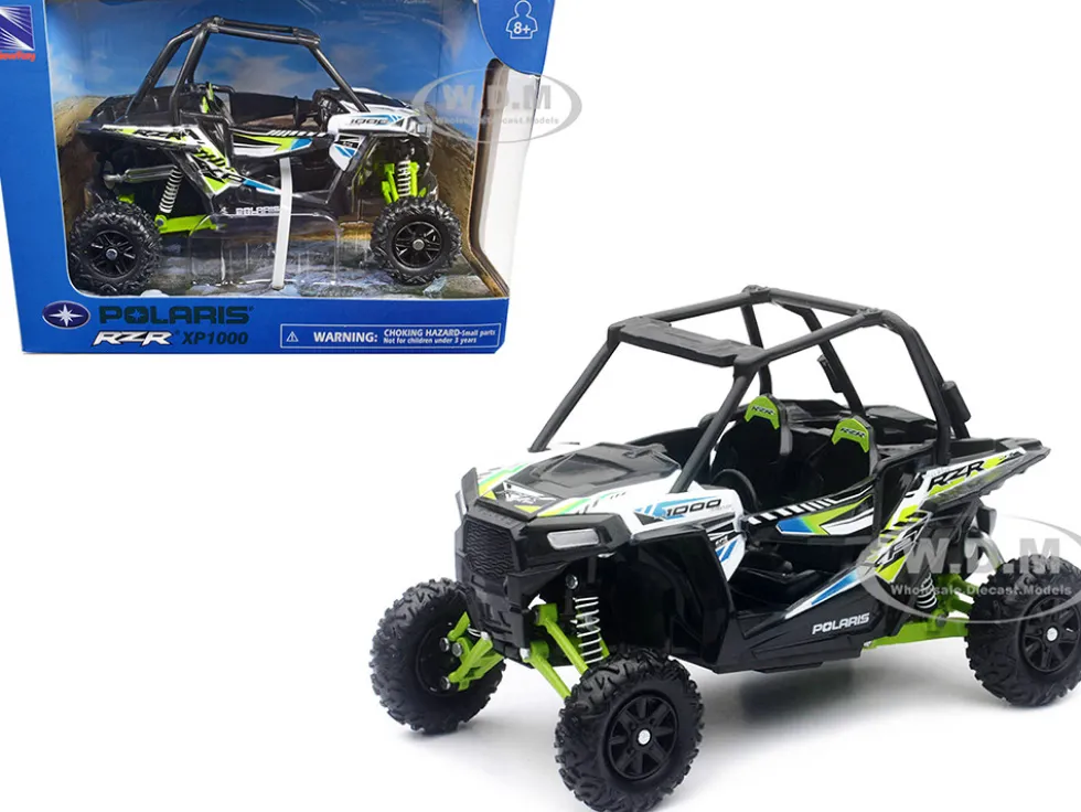 Polaris RZR XP 1000 Dune Buggy White Lightning and Bright Green 1/18 Diecast Model New Ray 57593C
