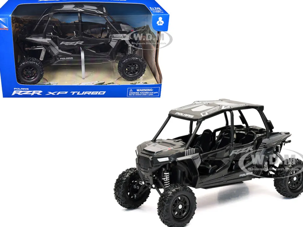 Polaris RZR XP 4 Turbo EPS Sport UTV Onyx Black with Gray Graphics 1/18 Diecast Model by New Ray