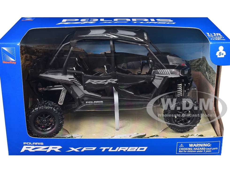 Polaris RZR XP 4 Turbo EPS Sport UTV Onyx Black with Gray Graphics 1/18 Diecast Model by New Ray