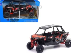 Polaris RZR XP 4 Turbo EPS Sport UTV Spectra Orange with Graphics and Black Top 1/18 Diecast Model by New Ray