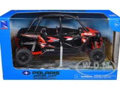 Polaris RZR XP 4 Turbo EPS Sport UTV Spectra Orange with Graphics and Black Top 1/18 Diecast Model by New Ray