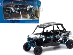 Polaris RZR XP 4 Turbo EPS Sport UTV Matt White Lightning with Graphics and Black Top 1/18 Diecast Model New Ray 57843B