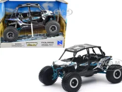 Polaris RZR XP 4 Turbo EPS Sport UTV White with Graphics and Black Top Xtreme Off Road Series 1/18 Diecast Model New Ray 57976A