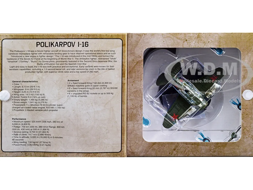 Polikarpov I-16 Fighter Plane USSR 1933 1/72 Diecast Model Warbirds WWII 27289-41