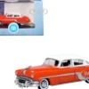 1954 Pontiac Chieftain 4 Door Coral Red with Winter White Top 1/87 HO Scale Diecast Model Car Oxford Diecast 87PC54004