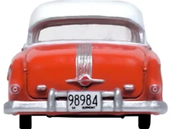 1954 Pontiac Chieftain 4 Door Coral Red with Winter White Top 1/87 HO Scale Diecast Model Car Oxford Diecast 87PC54004