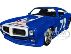 1972 Pontiac Firebird #72 Blue with White Stripe Chevron Bigtime Muscle Series 1/24 Diecast Model Car Jada 35026