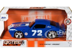1972 Pontiac Firebird #72 Blue with White Stripe Chevron Bigtime Muscle Series 1/24 Diecast Model Car Jada 35026