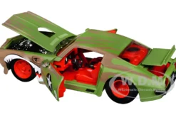 1972 Pontiac Firebird #9 Green Camouflage Flames with Graphics and Red Interior 