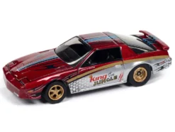 1987 Pontiac Firebird GTA "King of the Jungle" Red and Silver Metallic with Graphics "Muscle Cars USA" Series 1/64 Diecast Model Car by Johnny Lightning