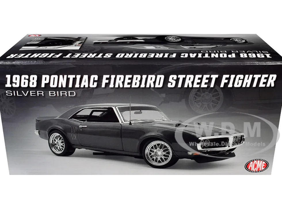 1968 Pontiac Firebird Street Fighter "Silver Bird" Gun Metal Gray Metallic Limited Edition to 400 pieces Worldwide 1/18 Diecast Model Car by ACME