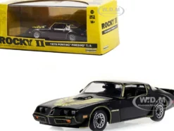 1979 Pontiac Firebird T/A Trans Am Black with Hood Phoenix Rocky II 1979 Movie 1/43 Diecast Model Car Greenlight 86616