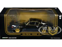 1980 Pontiac Firebird Trans Am T/A Turbo 4.9L Starlite Black Golden Eagle Hood and Stripes 1/24 Diecast Model Car Greenlight 84037