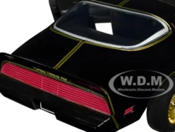 1980 Pontiac Firebird Trans Am T/A Turbo 4.9L Starlite Black Golden Eagle Hood and Stripes 1/24 Diecast Model Car Greenlight 84037