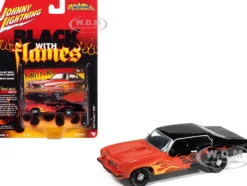 1974 Pontiac GTO Black and Red with Flame Graphics