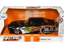 1971 Pontiac GTO Black with Flame Graphics Bigtime Muscle Series 1/24 Diecast Model Car Jada 35022