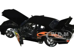 1971 Pontiac GTO Black with Flame Graphics Bigtime Muscle Series 1/24 Diecast Model Car Jada 35022