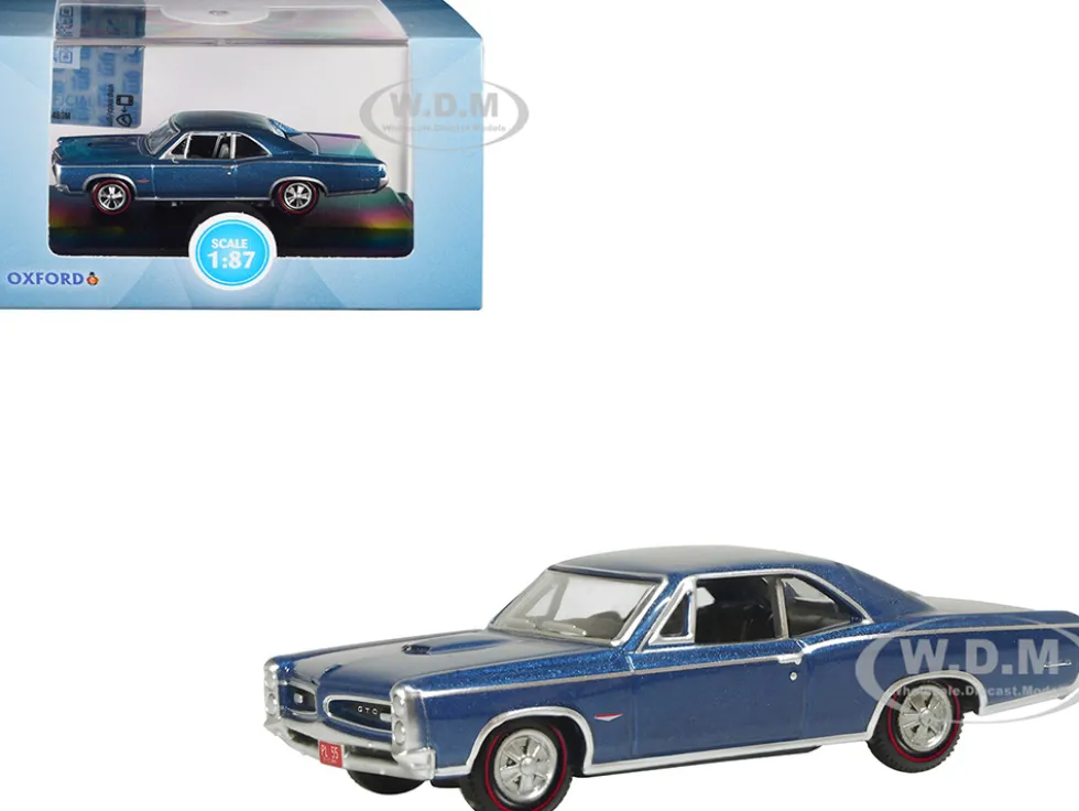 1966 Pontiac GTO Fontaine Blue Metallic 1/87 HO Scale Diecast Model Car Oxford Diecast 87PG66001