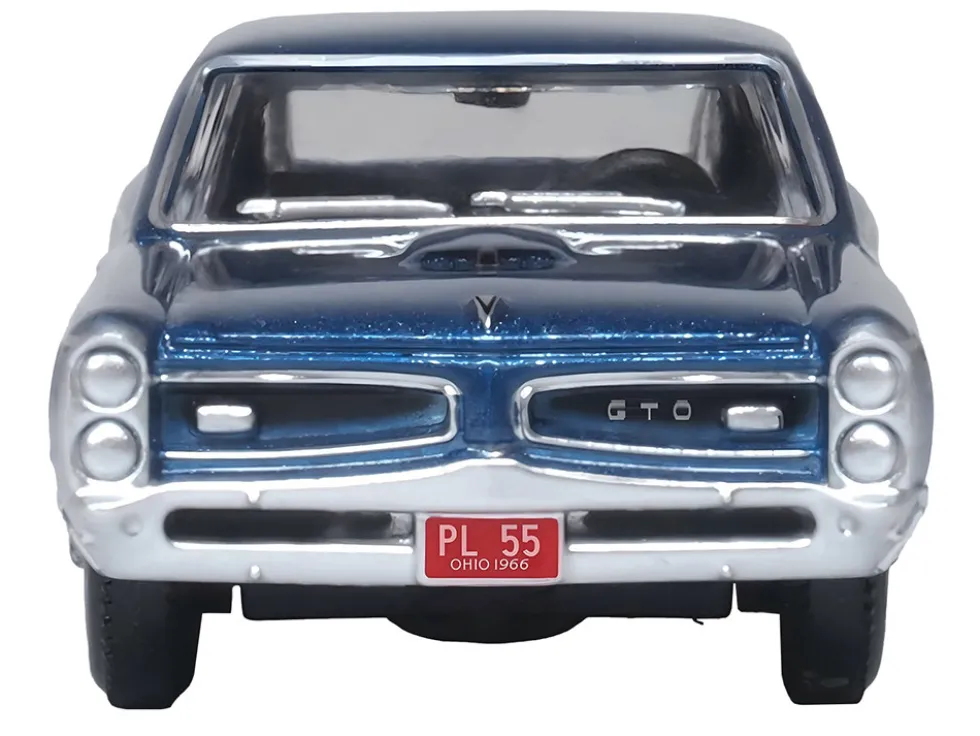 1966 Pontiac GTO Fontaine Blue Metallic 1/87 HO Scale Diecast Model Car Oxford Diecast 87PG66001