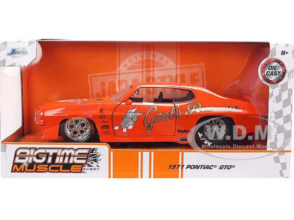 1971 Pontiac GTO "Goat's Revenge" Orange with Graphics "Bigtime Muscle" Series 1/24 Diecast Model Car by Jada