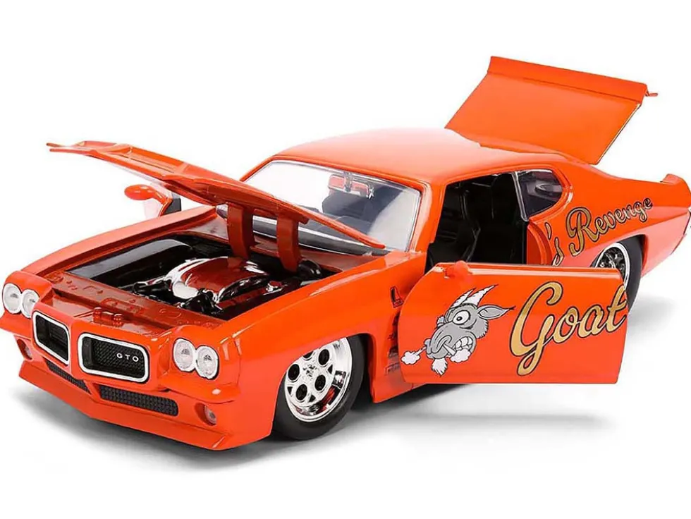 1971 Pontiac GTO "Goat's Revenge" Orange with Graphics "Bigtime Muscle" Series 1/24 Diecast Model Car by Jada