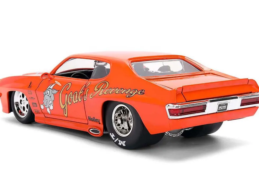 1971 Pontiac GTO "Goat's Revenge" Orange with Graphics "Bigtime Muscle" Series 1/24 Diecast Model Car by Jada