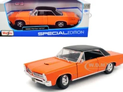 1965 Pontiac GTO Hurst Orange Black Top White Stripes Special Edition 1/18 Diecast Model Car Maisto 31885