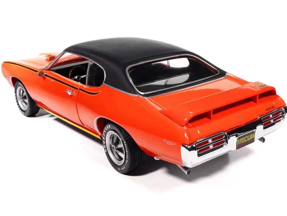 1969 Pontiac GTO Judge Carousel Red with Black Stripes and Black Vinyl Top "Mecum Auctions" "American Muscle" Series 1/18 Diecast Model Car by Auto World