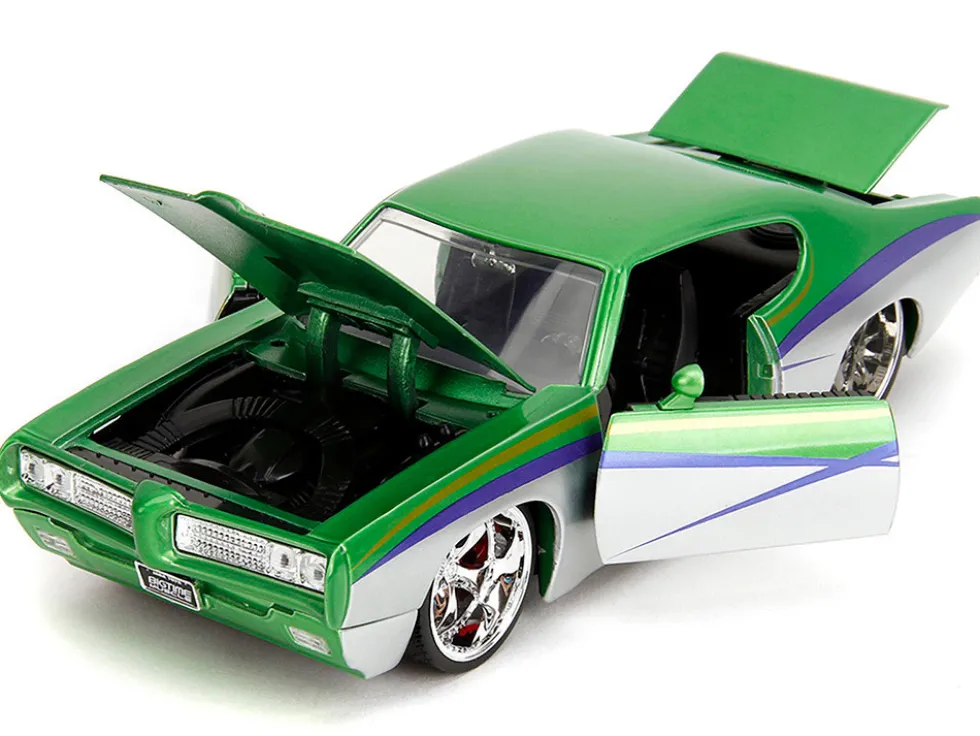 1969 Pontiac GTO Judge Green Metallic and Silver with Stripes "Bigtime Muscle" Series 1/24 Diecast Model Car by Jada
