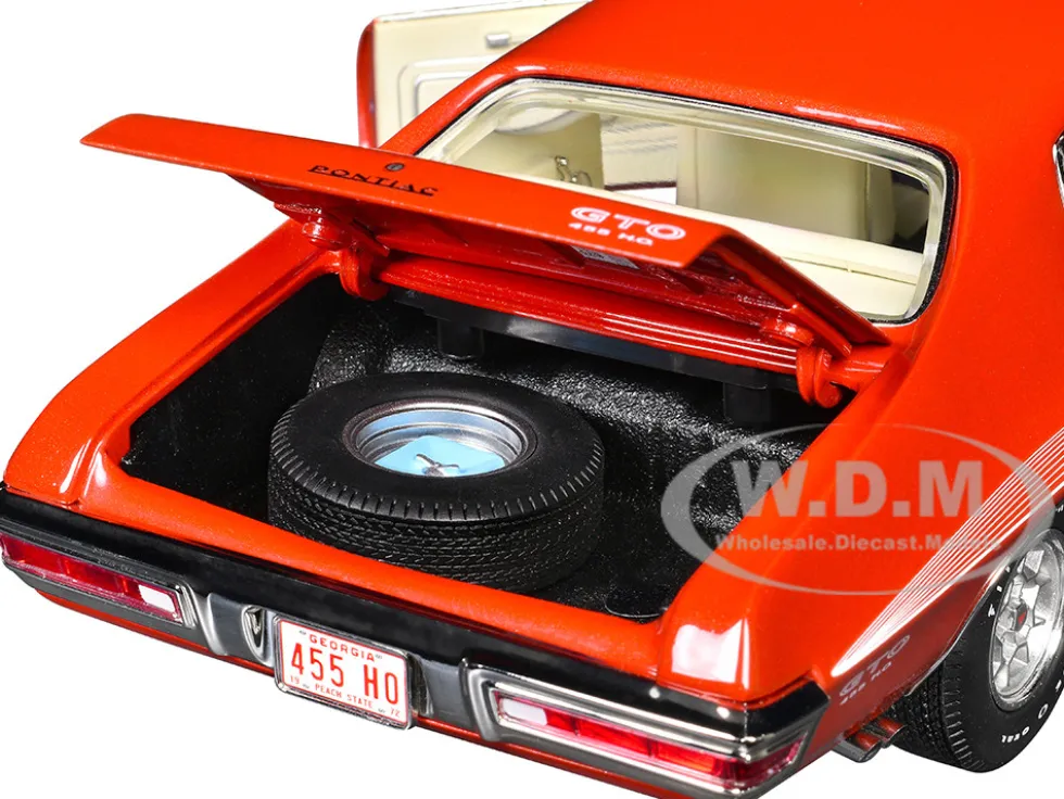 1972 Pontiac GTO LeMans Sundance Orange Metallic with GTO Stripes Limited Edition to 342 pieces Worldwide 1/18 Diecast Model Car by ACME