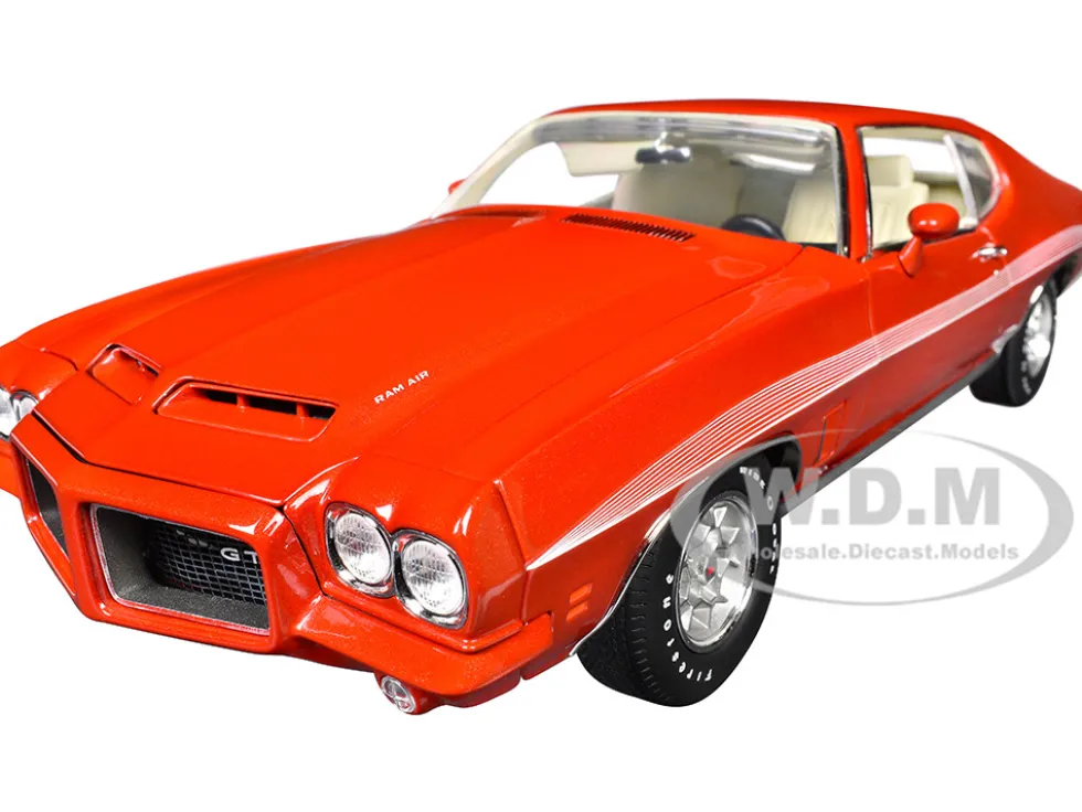 1972 Pontiac GTO LeMans Sundance Orange Metallic with GTO Stripes Limited Edition to 342 pieces Worldwide 1/18 Diecast Model Car by ACME