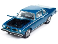 1974 Pontiac GTO Regatta Blue Metallic with White Interior "Muscle Cars USA" Series 1/64 Diecast Model Car by Johnny Lightning