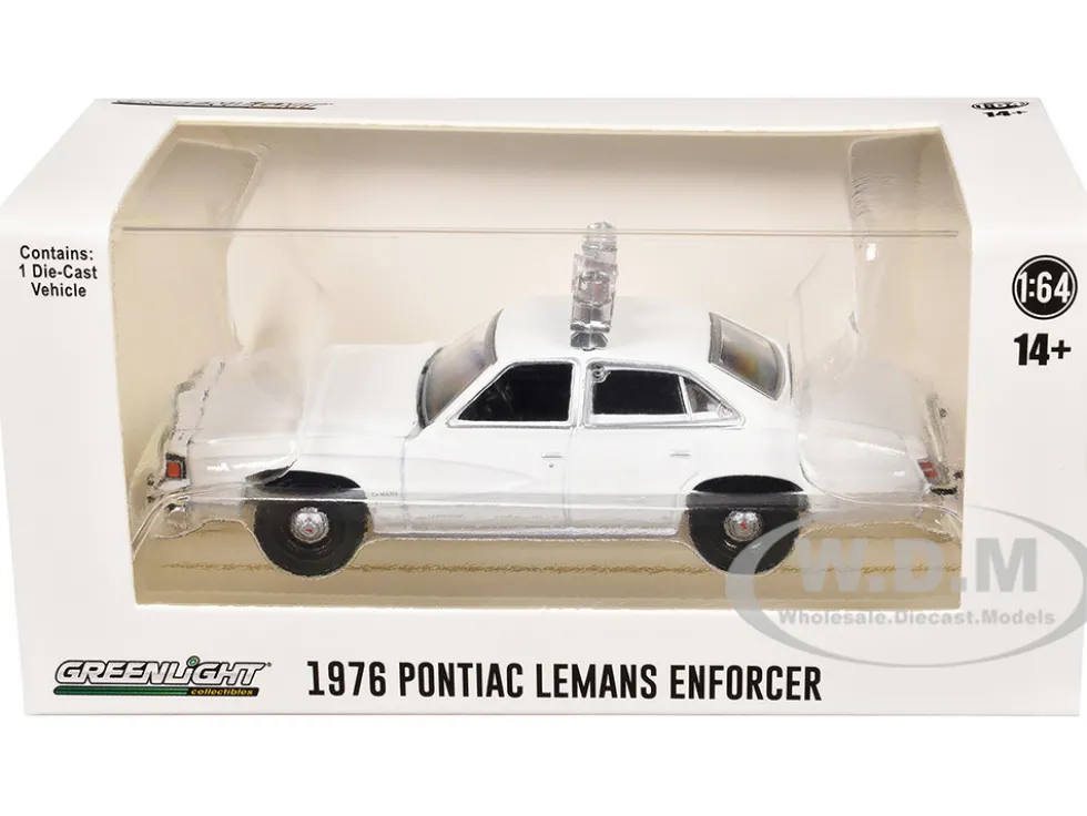 1976-77 Pontiac LeMans Enforcer White with Light Bar "Hot Pursuit - Hobby Exclusive" Series 1/64 Diecast Model Car by Greenlight