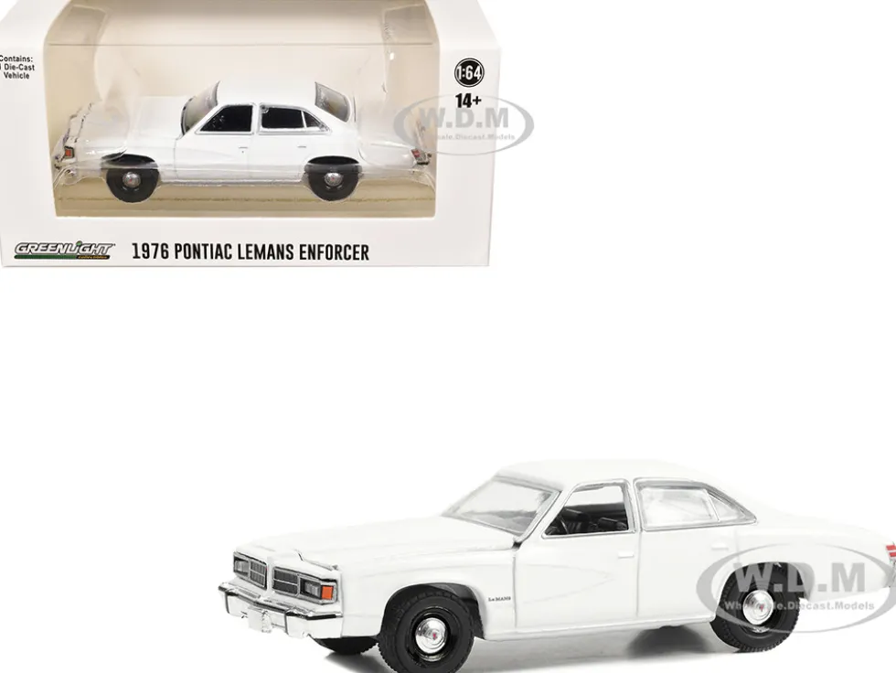 1976-77 Pontiac LeMans Enforcer White "Hot Pursuit - Hobby Exclusive" Series 1/64 Diecast Model Car by Greenlight