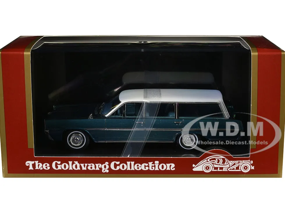 1964 Pontiac Safari Gulfstream Aqua Metallic with White Top and Blue Interior Limited Edition to 200 pieces Worldwide 1/43 Model Car by Goldvarg Collection