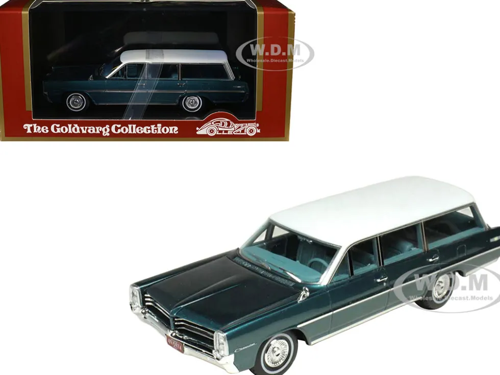 1964 Pontiac Safari Gulfstream Aqua Metallic with White Top and Blue Interior Limited Edition to 200 pieces Worldwide 1/43 Model Car by Goldvarg Collection