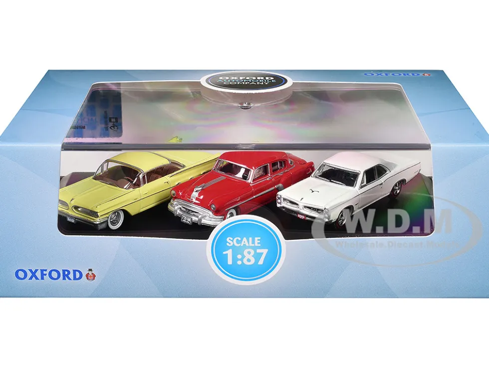 Pontiac Set of 3 Cars "100th Anniversary 2026" 1/87 (HO) Scale Diecast Model Cars by Oxford Diecast