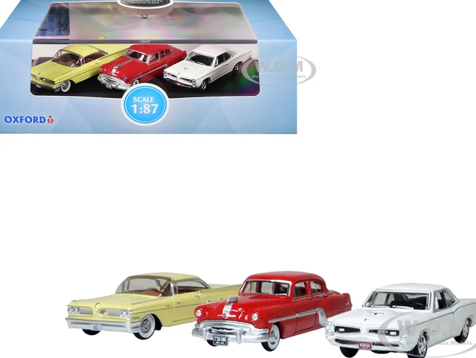 Pontiac Set of 3 Cars "100th Anniversary 2026" 1/87 (HO) Scale Diecast Model Cars by Oxford Diecast