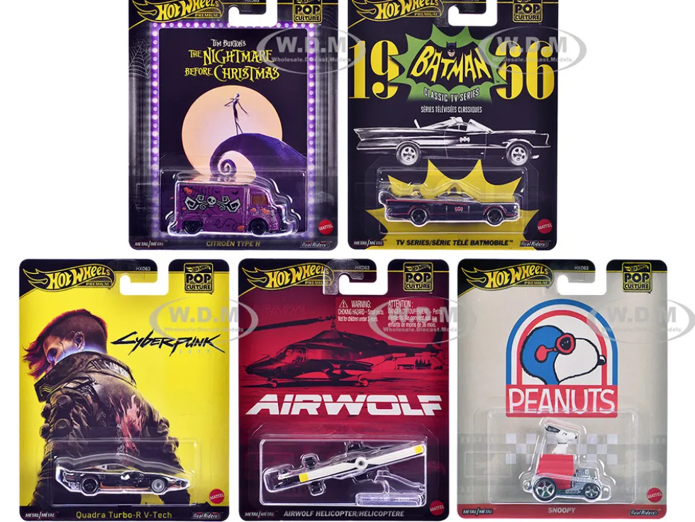 Pop Culture 2025 5 piece Set M "Premium Series" Diecast Model Cars by Hot Wheels
