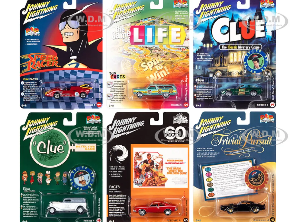 Pop Culture 2022 Set 6 Cars Release 4 1/64 Diecast Model Cars Johnny Lightning JLPC009