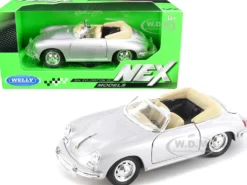 Porsche 356B Roadster Silver NEX Models 1/24 Diecast Model Car Welly 29390