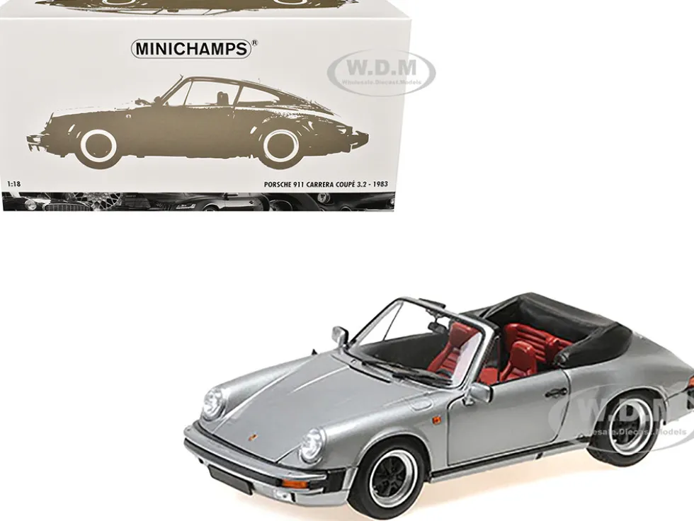 1983 Porsche 911 Carrera Cabriolet 3.2 Gray Metallic 1/18 Diecast Model Car by Minichamps