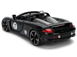 Porsche Carrera GT Convertible #7 "Gulf Oil" Black with Orange Graphics "Hyper-Spec" Series 1/24 Diecast Model Car by Jada