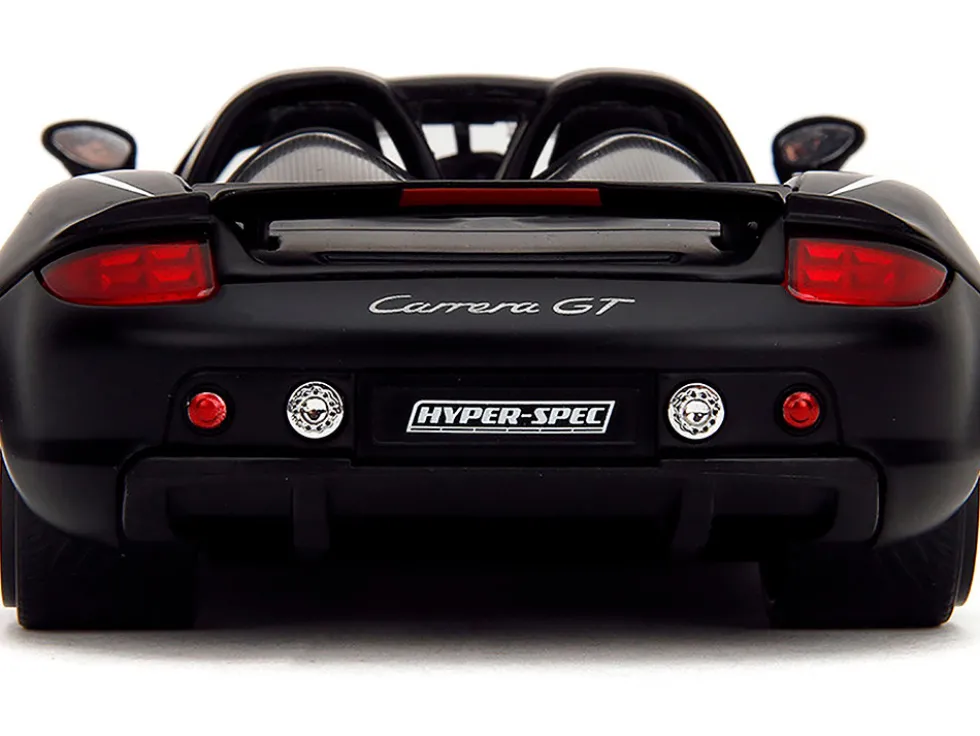 Porsche Carrera GT Convertible #05 Black with White Graphics "Hyper-Spec" Series 1/24 Diecast Model Car by Jada