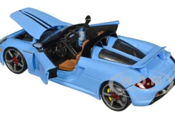 Porsche Carrera GT Convertible Blue with Black Stripes Pink Slips Series 1/24 Diecast Model Car Jada 35066