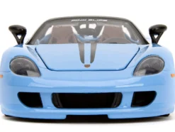 Porsche Carrera GT Convertible Blue with Black Stripes Pink Slips Series 1/24 Diecast Model Car Jada 35066